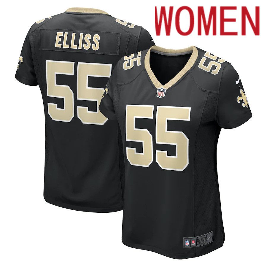 Women New Orleans Saints #55 Kaden Elliss Nike Black Game NFL Jersey